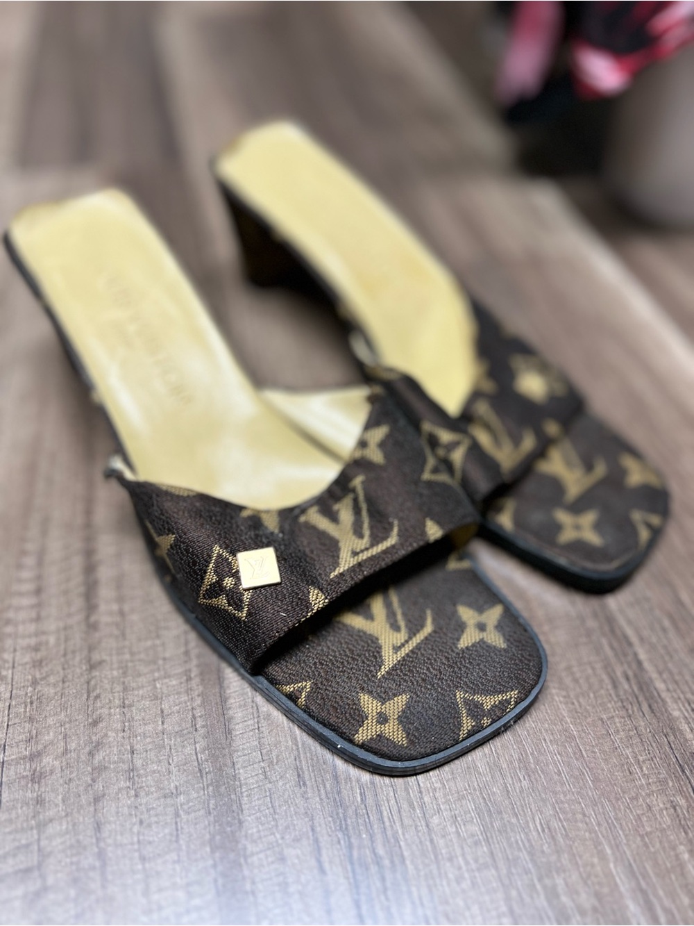 Louis Vuitton Monogram Brown & Gold Slide Mules